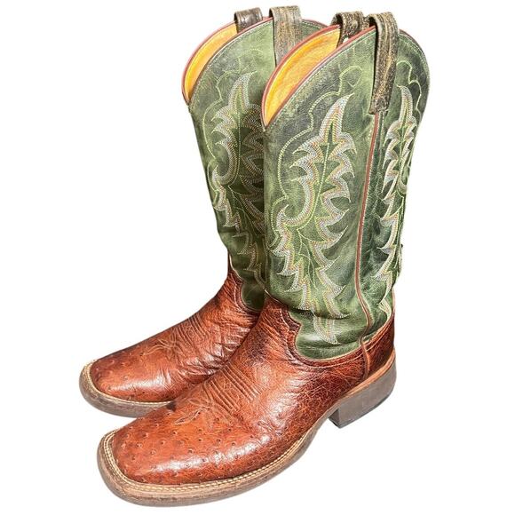 Tony Lama Men's Exotic Full Quill Ostrich Western Cowboy Boot Square Toe 10 B - Picture 1 of 8